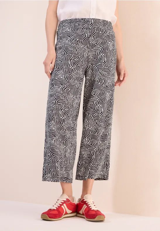 Gemusterte 3/4  Wide Leg Hose