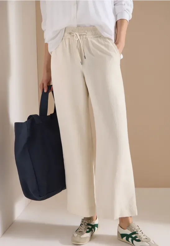 High Waist Wide Leg Hose aus Leinenmix
