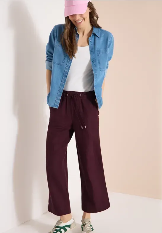 High Waist Wide Leg Hose aus Leinenmix
