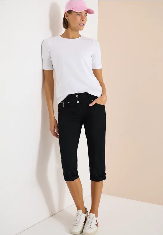 3/4 Mid Waist Casual Fit Hose mit Turn Up