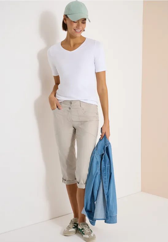 3/4 Mid Waist Casual Fit Hose mit Turn Up