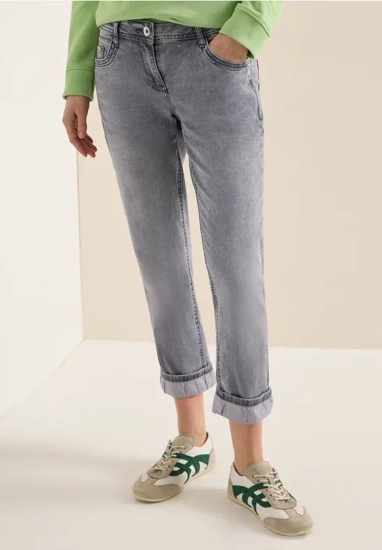 Mid Waist Straight Leg Jeans im Casual Fit