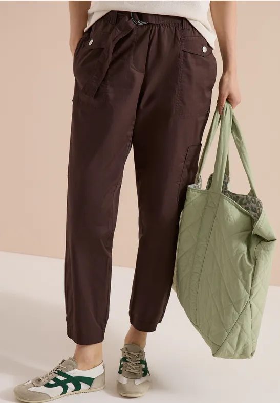 Mid Waist Slim Leg Hose im Loose Fit