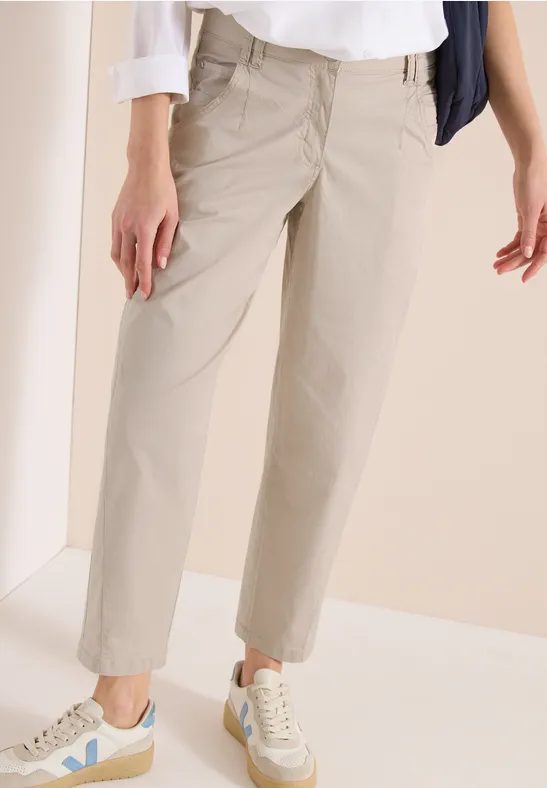 Mid Waist Barrel Leg Hose im Casual Fit