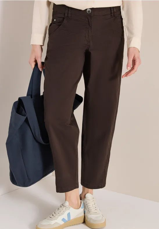 Mid Waist Barrel Leg Hose im Casual Fit