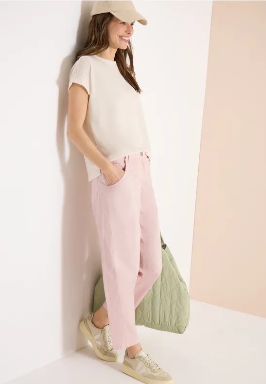 Mid Waist Barrel Leg Hose im Casual Fit