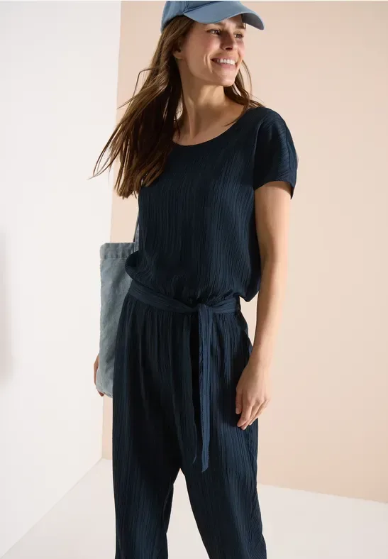 Straight Leg Jumpsuit mit Struktur