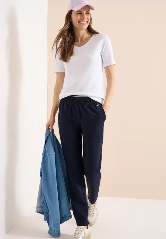 Mid Waist Slim Leg Hose im Casual Fit