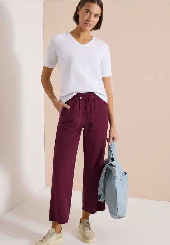 Wide Leg Hose in Seersuckerqualität