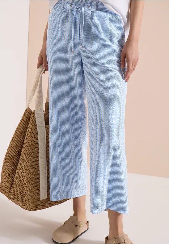 7/8 Wide Leg Hose in Seersuckerqualität