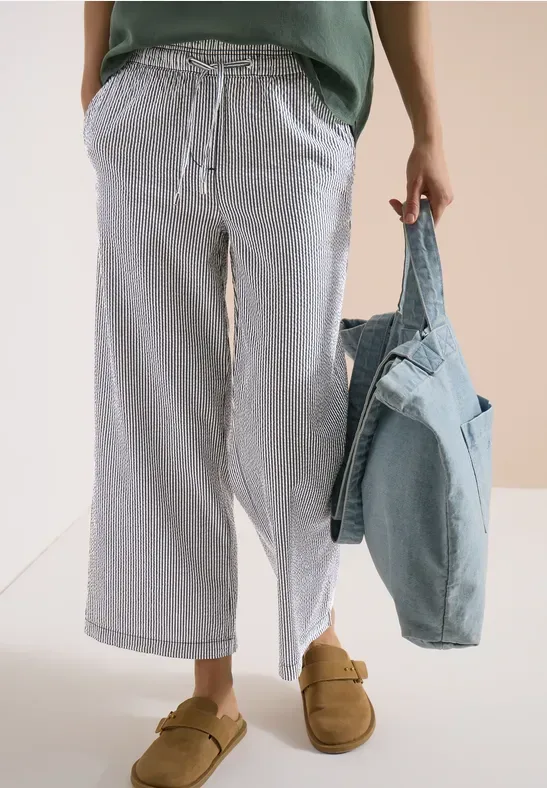 7/8 Wide Leg Hose in Seersuckerqualität