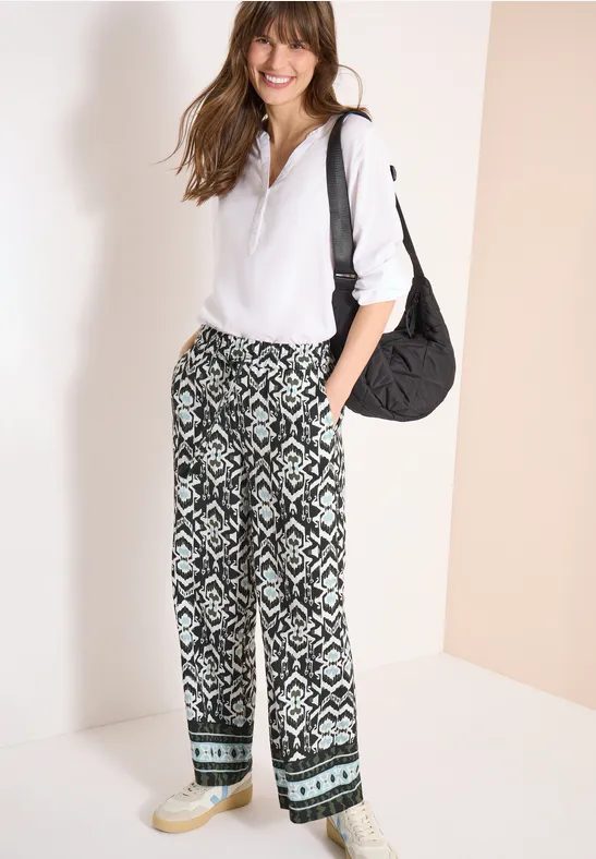 Wide Leg Hose im Loose Fit mit Print