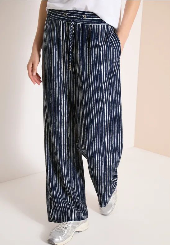Wide Leg Hose im Loose Fit mit Streifen