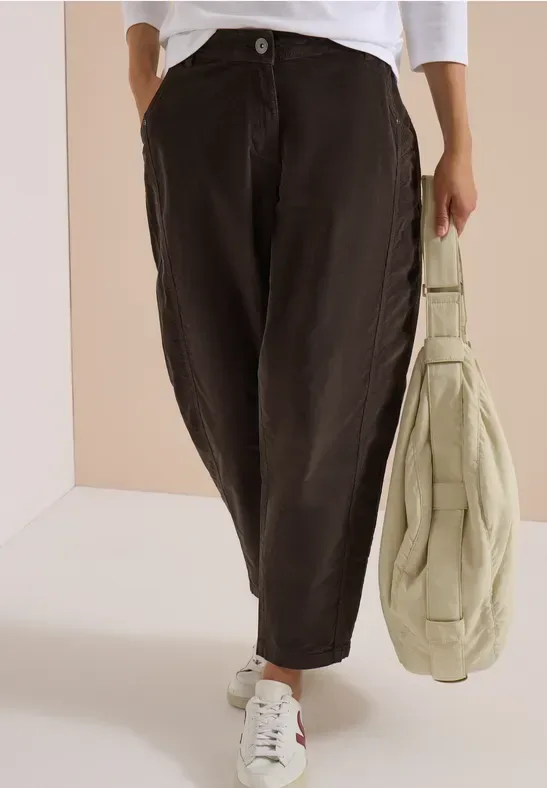 Mid Waist Barrel Leg Hose im Casual Fit