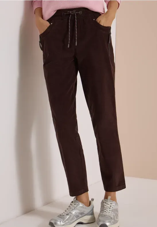 Mid Waist Slim Leg Hose im Casual Fit