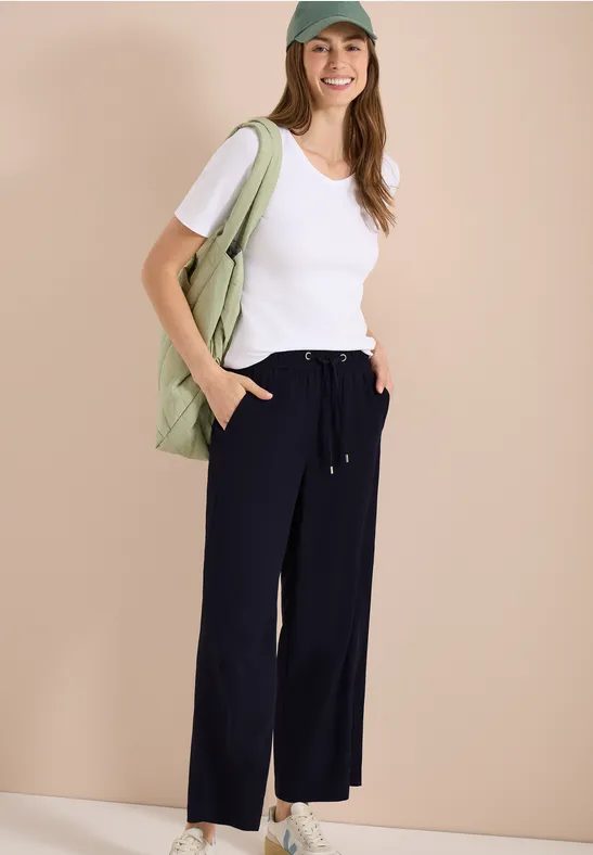 7/8 High Waist Wide Leg Hose im Loose Fit