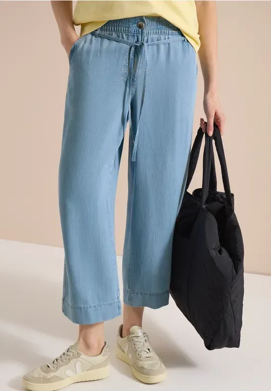 7/8 High Waist Wide Leg Hose im Washed