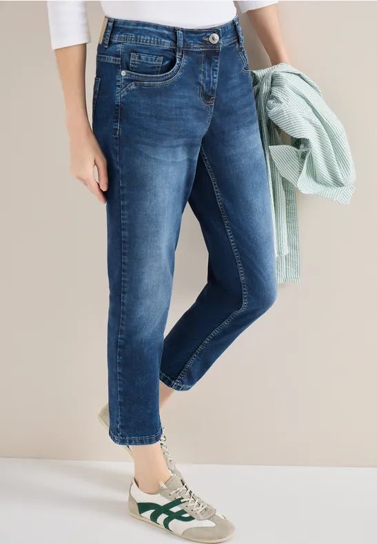 7/8 Mid Waist Slim Leg Jeans im Casual Fit