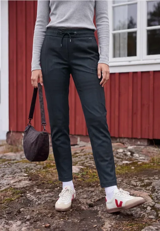 Mid Waist Slim Leg Hose im Casual Fit