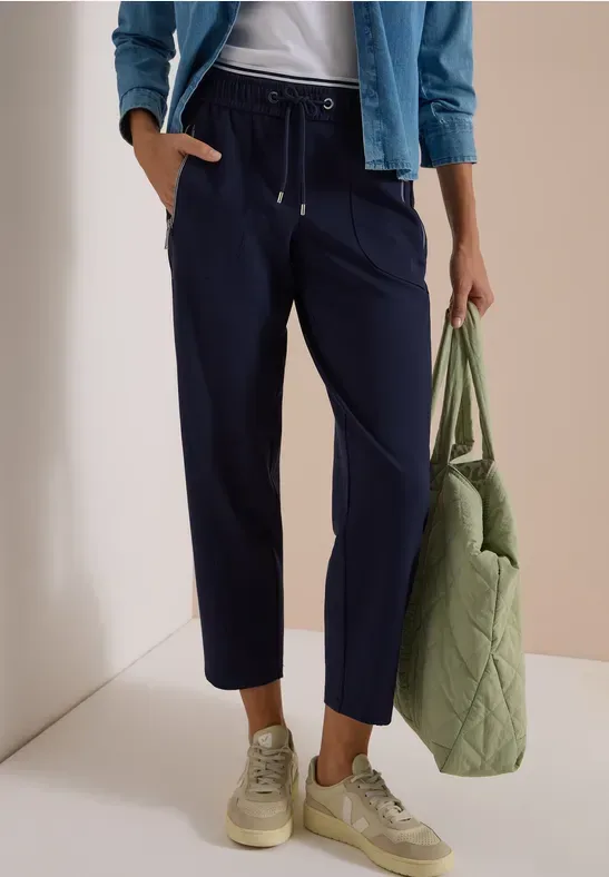 Mid Waist Barrel Leg Hose im Casual Fit