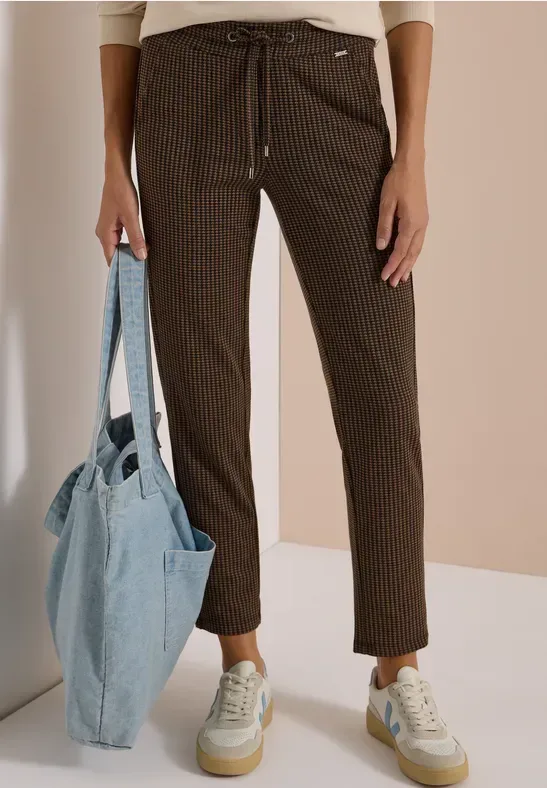 Mid Waist Slim Leg Hose im Casual Fit
