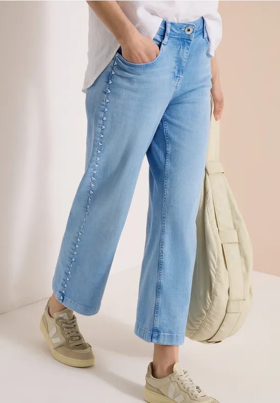 7/8 Wide Leg Jeans mit Embroidery