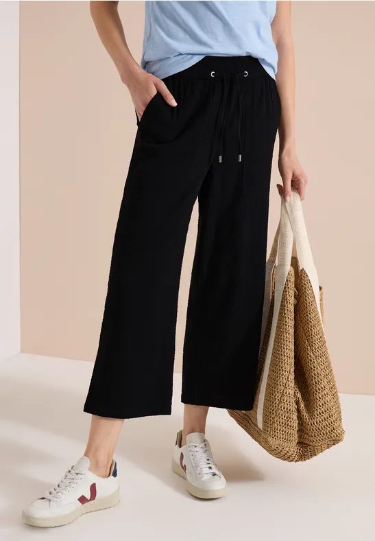 3/4 Wide Leg Hose in Seersucker Qualität