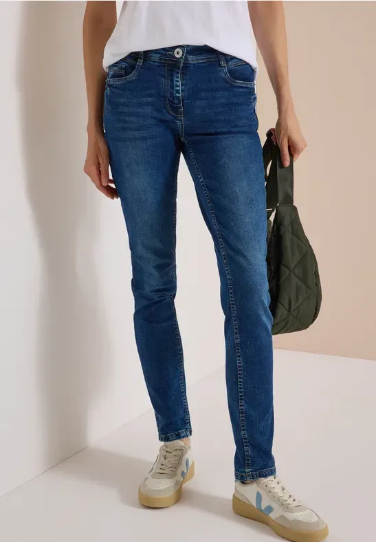 Mid Waist Slim Leg Jeans im Casual Fit