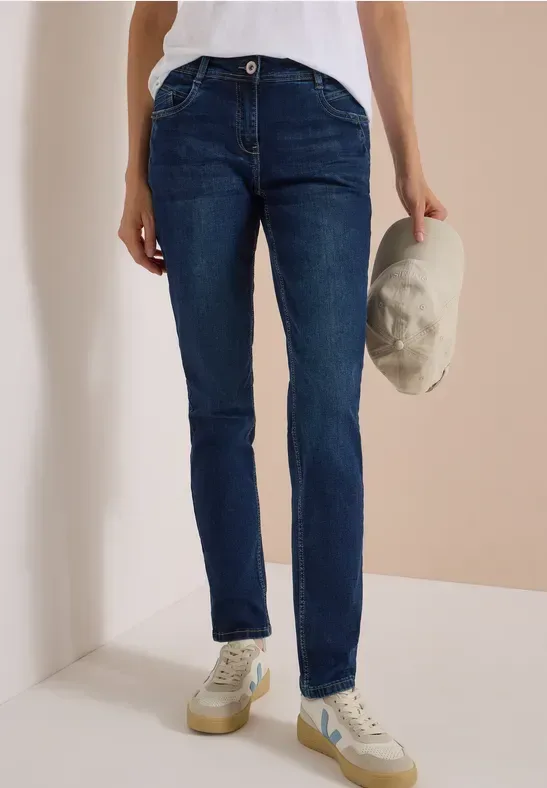 Mid Waist Slim Leg Jeans im Casual Fit