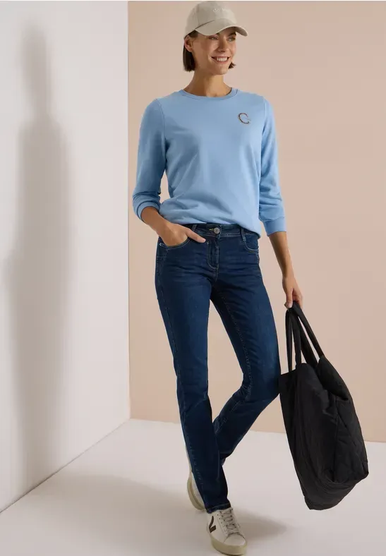 Mid Waist Straight Leg Jeans im Casual Fit