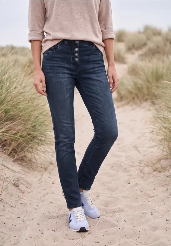 Mid Waist Slim Leg Jeans im Casual Fit