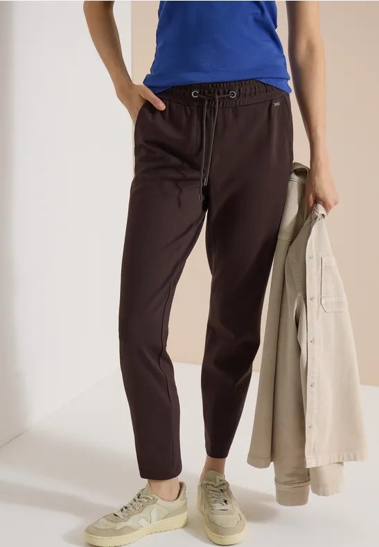 Mid Waist Slim Leg Hose im Casual Fit