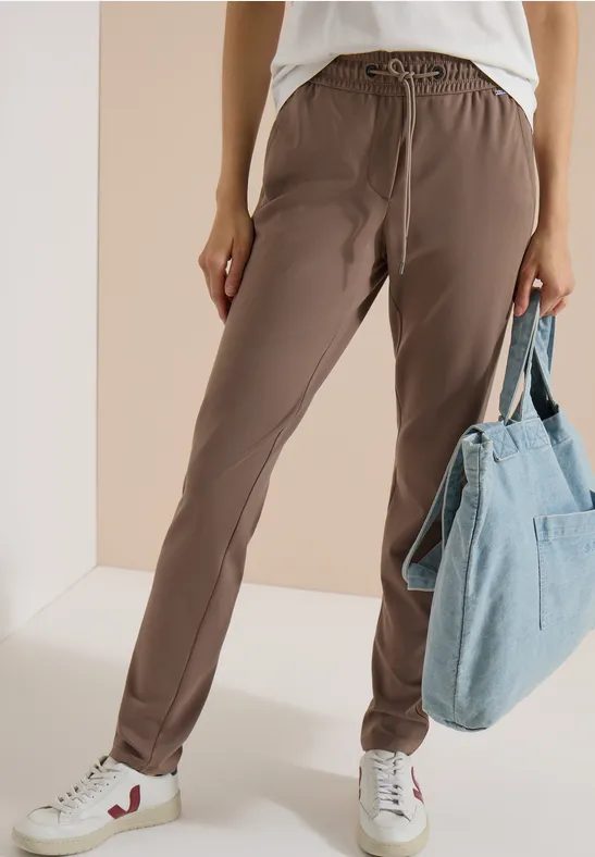 Mid Waist Slim Leg Hose im Casual Fit