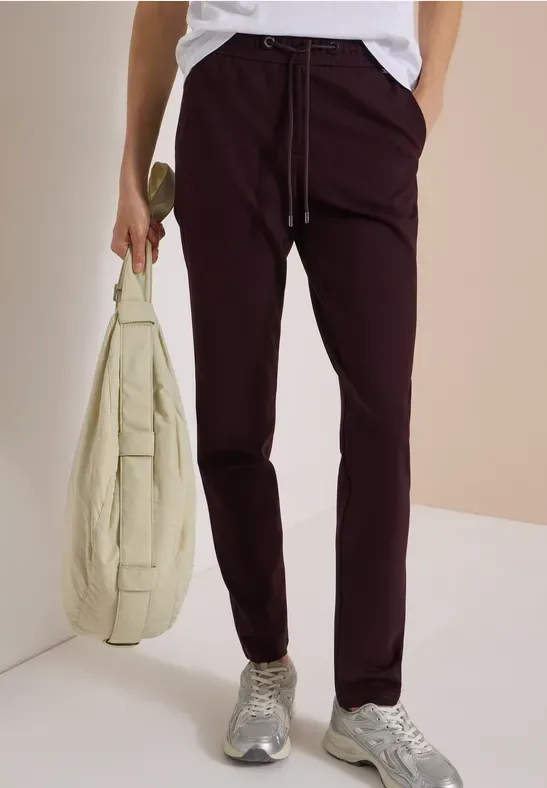 Mid Waist Slim Leg Hose im Casual Fit