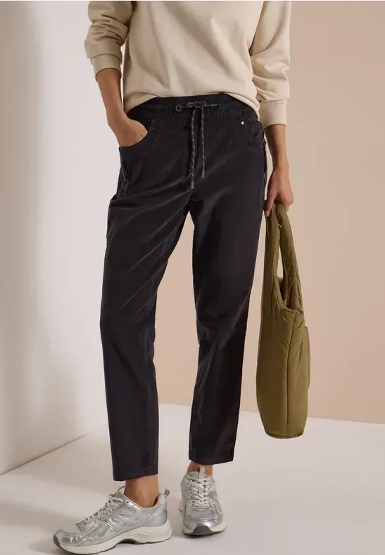 Mid Waist Slim Leg Hose im Casual Fit
