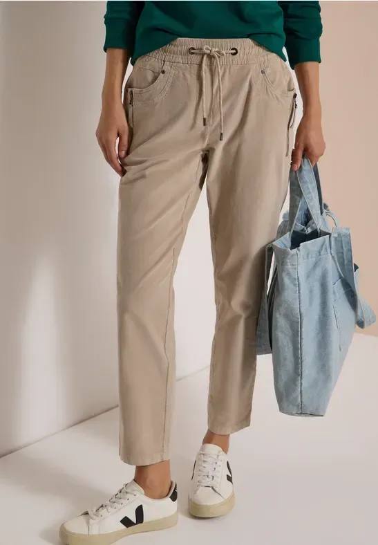 Mid Waist Slim Leg Hose im Casual Fit