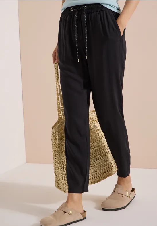 Mid Waist Slim Leg Hose im Loose Fit