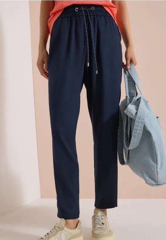 Mid Waist Slim Leg Hose im Loose Fit
