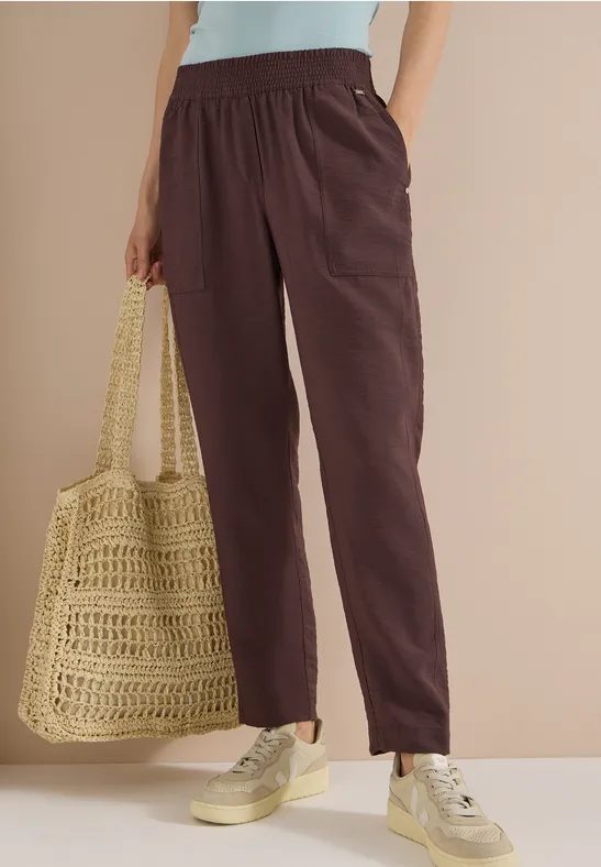 Mid Waist Slim Leg Hose im Loose Fit
