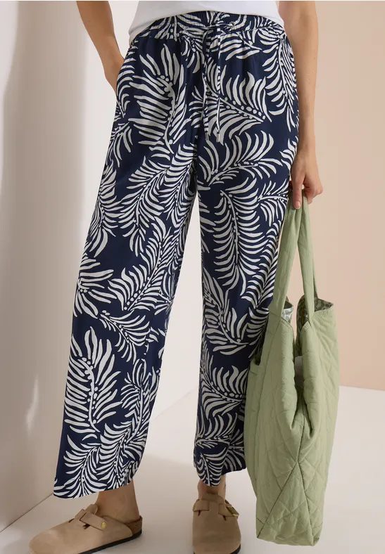 Wide Leg Hose mit Print und Gallonstreifen