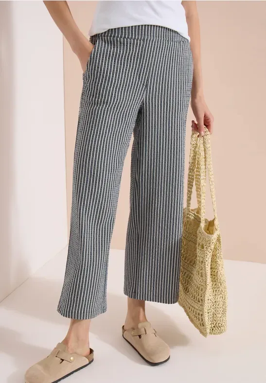 7/8 Wide Leg Hose in Seersucker-Qualität