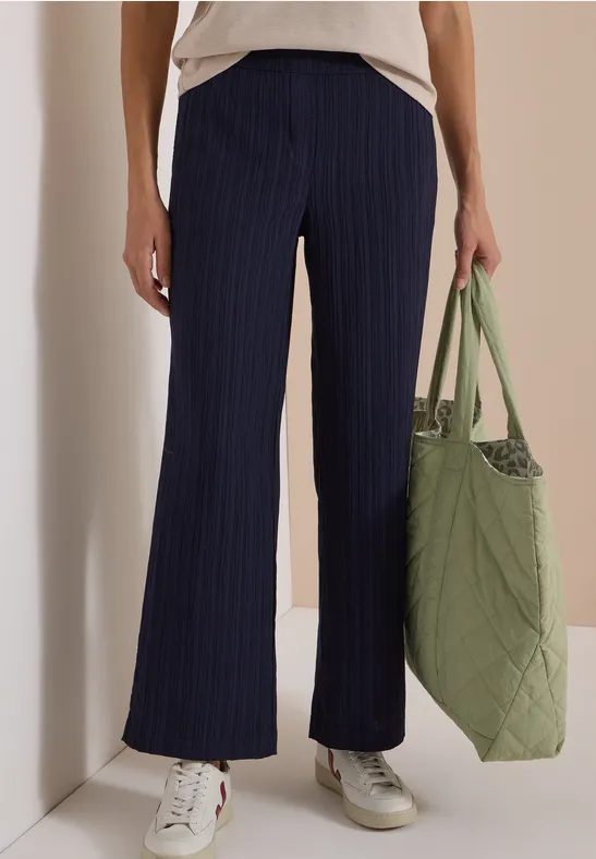 Wide Leg Hose mit Strukturstreifen