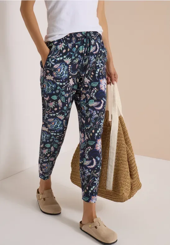 Mid Waist Slim Leg Hose im Loose Fit