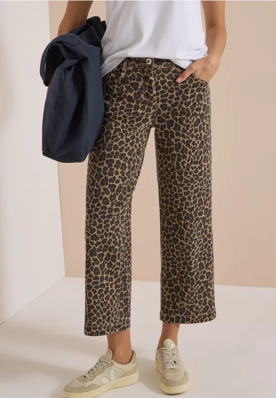 High Waist Wide Leg Jeans mit Leo