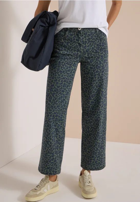 High Waist Wide Leg Jeans mit Leo