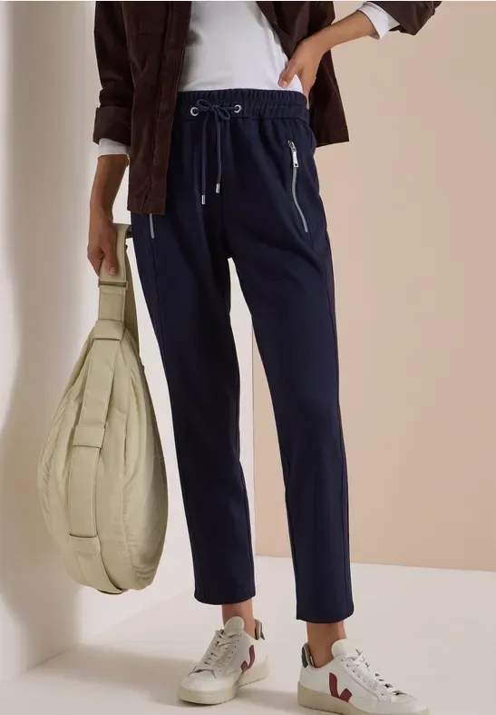 Mid Waist Slim Leg Hose im Casual Fit