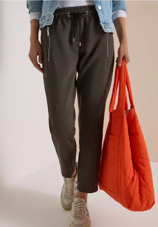 Mid Waist Slim Leg Hose im Casual Fit