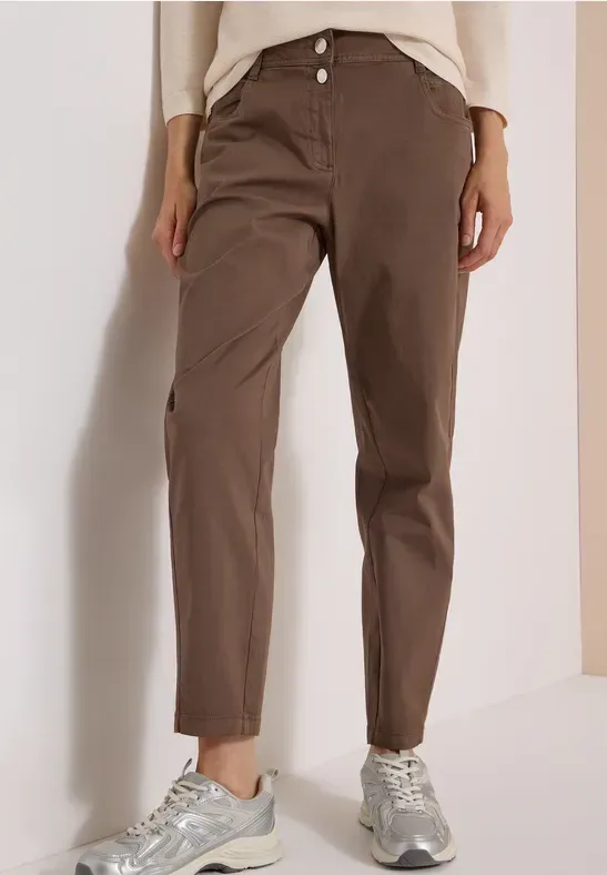 Mid Waist Barrel Leg Hose im Casual Fit