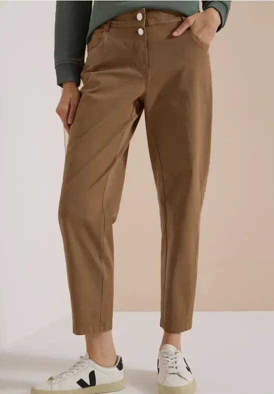 Mid Waist Barrel Leg Hose im Casual Fit