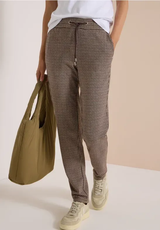 Slim Leg Hose mit Houndstooth-Muster